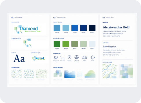 Diamond Headache Clinic Brand System work sample